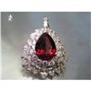 Image 1 : RHJ Synthetic Ruby Pear Pendant w CZs #1135835