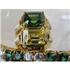 Image 1 : RHJ Ring Canary CZ & Simulated Emerald (YAG) #1135841