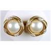 Image 1 :  14K  Earrings MABE PEARL w DIAMONDS! #1136040