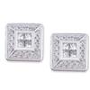 Image 1 : EARRINGS  PRINCESS w ROUND DIAMONDS WhiteGold  #1136053