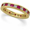 Image 1 : 14K ETERNITY BAND  RUBYS w DIAMONDS #1136065