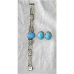 Set of Turkish Turquoise Bracelet + Earings #1136170