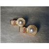 Image 1 : 14K YG Etruscan Mabe Pearl Ruby Drop Earrings #1136306