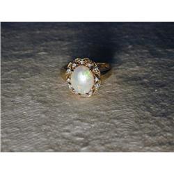 Estate 14K YG Gold Opal Diamond Filigree Ring #1136309