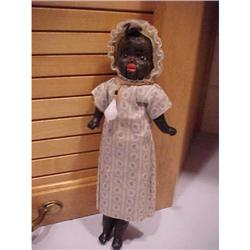 Rare papier mache black doll with bottle #1136466