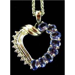 Tanzanite & Diamond heart necklace white gold  #1136499