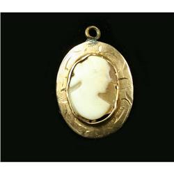 Victorian Shell Cameo Gold  Antique Pendant #1136501