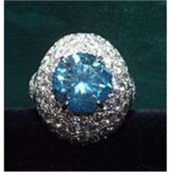 Estate Blue Solitaire Diamond Ring White gold  #1136504