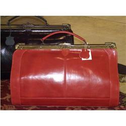 Red leather barrister bag vintage doctor tote  #1136506