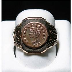 Antique Gold 1852 Coin Ring 14kt yellow gold #1136509