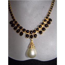 Garnet Sapphire Pearl necklace 22ct gold yellow#1136512