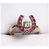 Image 1 : Estate Ruby Diamond Horseshoe Gold Ring #1136522