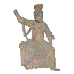 Nice Old Chinese Wood Guardian Heaven Deity #1136549