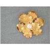 Image 1 : 22K Gold, Pearl and Rubies Flower Pin #1147708