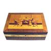 Image 1 : Antique Cigar Humidor Wood Inlaid Porcelain #1147851