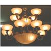 Image 1 : Bronze & Alabaster Colored Glass Chandelier #1157738