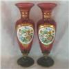 Image 1 : Pair of Moser Cranberry Vases #1157796