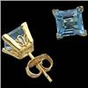 Image 1 :  14K GOLD BLUE TOPAZ EARRINGS PRINCESS CUT #1174428