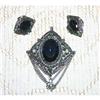 Image 1 : Signed Florenza  Rhinestone Brooch & Earrings #1174596