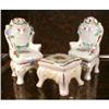 Image 1 : DOLLhouse Porcelain TABLE Chairs Occupied JAPAN#1175030