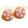 Image 1 : Butterscotch Bakelite Earrings Lavender Inlay #1176671