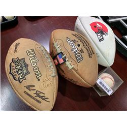 Lot of 4 -footballs and baseball