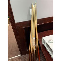 Lot of 10 assorted pool cues