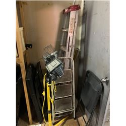 Lot of 3 -- ladders (2) and work light