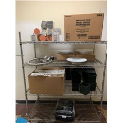 4 shelf metro rack with contents