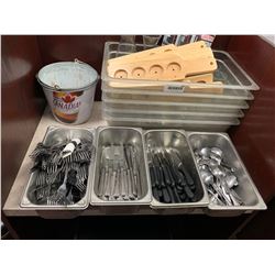 Lot of flatware, inserts & misc