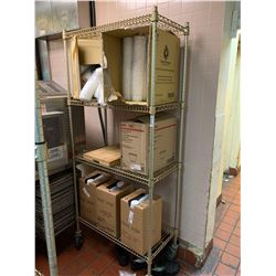 Metro Rack with contents - canola oil & cups