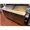 Image 1 : True 6 foot refrigerated sandwich prep table on wheels