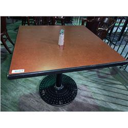 Square single pedestal Restaurant Table - 38 x 38 inches, metal base