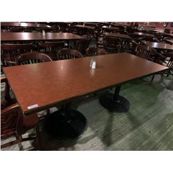 Rectangular Double pedestal restaurant Table - 38 x 84 inches, metal base