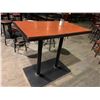 Image 2 : Rectangular double pedestal Bar Table - 30 x 46 inches, metal base