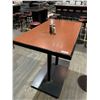 Image 3 : Rectangular double pedestal Bar Table - 30 x 46 inches, metal base