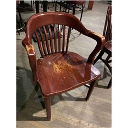 Solid Oak Slate Back Restaurant Arm Chair