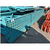 Image 1 : 8 - 18' HIGH BLUE INDUSTRIAL PALLET RACK UPRIGHTS WITH 42 - 10' LONG ORANGE CROSSBARS