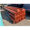Image 2 : 8 - 18' HIGH BLUE INDUSTRIAL PALLET RACK UPRIGHTS WITH 42 - 10' LONG ORANGE CROSSBARS