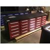 Image 1 : RED STEELMAN 10FT WORK BENCH WITH 25 DRAWERS WITH LOCK AND ANTI-SLIP LINERS