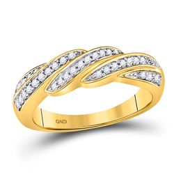 Womens Round Diamond Diagonal Row Band Ring 1/4 Cttw 10kt Yellow Gold - REF-19M9H