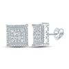 Image 1 : Mens Round Diamond Square Earrings 1/2 Cttw 14kt White Gold - REF-38M9H