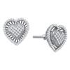 Image 1 : Womens Round Diamond Heart Cluster Earrings 1/3 Cttw 10kt White Gold - REF-21X5A