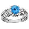 Image 1 : 1.50 CTW Swiss Blue Topaz & Diamond Ring 14K White Gold - REF-86R9H