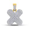 Image 1 : Mens Round Diamond Bubble X Letter Charm Pendant 7/8 Cttw 10kt Yellow Gold - REF-36M9H
