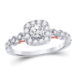 Round Diamond Solitaire Bridal Wedding Engagement Ring 3/4 Cttw 14kt Two-tone Gold - REF-81Y5N