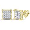 Image 1 : Womens Round Diamond Square Cluster Earrings 1/10 Cttw 10kt Yellow Gold - REF-9K5Y