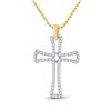 Image 1 : Womens Round Diamond Gothic Cross Pendant 1/4 Cttw 10kt Yellow Gold - REF-14W9K