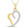 Image 1 : Womens Round Diamond Curl Heart Pendant 1/6 Cttw 10kt Yellow Gold - REF-7R5X