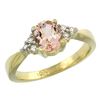 Image 1 : 0.73 CTW Morganite & Diamond Ring 10K Yellow Gold - REF-30F8N